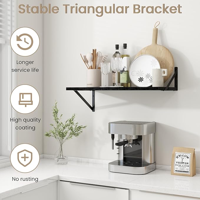 Dreamland Deep Floating Wall Shelves, Black Shelf, Large Floating Shelf 12 * 24 inchSet of 2 Bathroom Wall Shelves Bookshelf for Living Room Bedroom Home Office