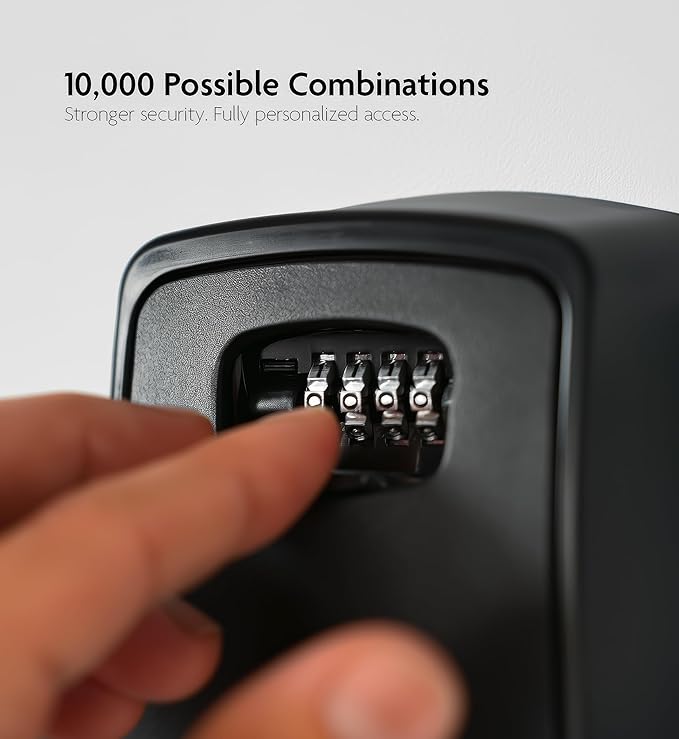 Iron Lock® Key Lock Box XXL Wall Mount – Waterproof Outdoor Key Safe with Heavy-Duty Metal Body & 4-Digit Combination – Lock Box for Keys Outside for Home, Rentals & Realtors (Black, XXL)