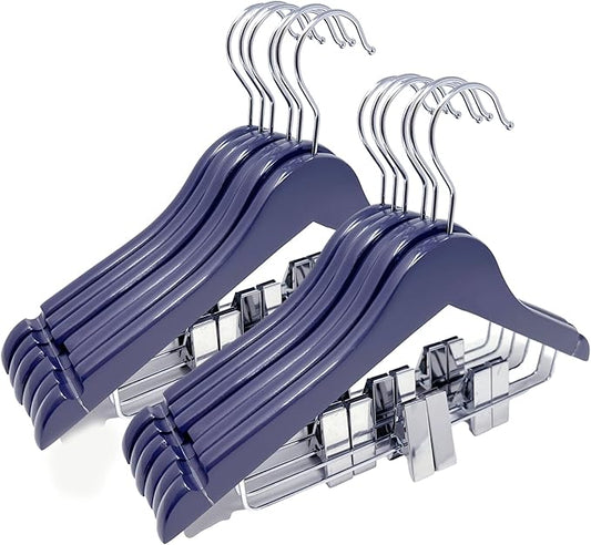 Kids Hangers with Metal Clips Pant Bar 4T-10 (Patriot Navy)