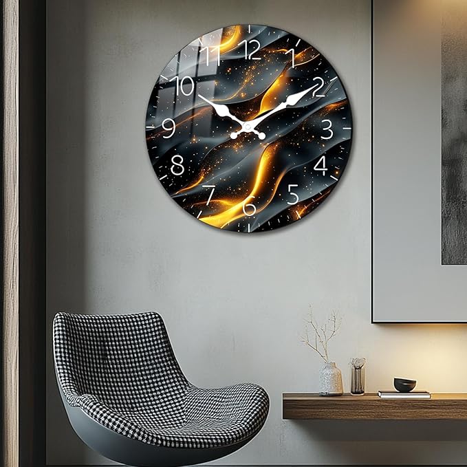 Extra Large Wall Clocks 24 Inch Wooden Clock Battery Operated Analog Silent Wall-Clock for Office,Bedroom, Living Room Modern Decor