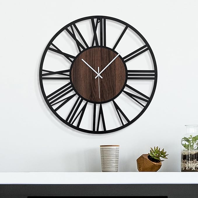 20 Inch Large Metal Wall Clock with Voice and Light Sensor Night Light, Glow in The Dark Non-Ticking Silent Battery Operated Decorative Oversized Wall Clock for Bedroom Living Room Decor