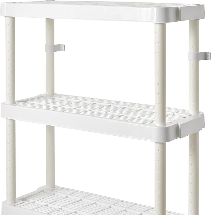 Gracious Living 4 Shelf Adjustable Height Medium Duty Storage Unit 14 x 32 x 54.5 Organizer for Home, Garage, Basement, & Laundry, White (2 Pack)