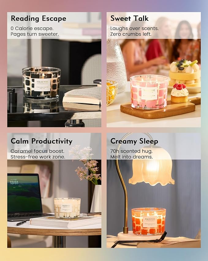 M&SENSE Linen Breeze, 3 Wick Scented Candle,11.6oz Natural Soy Wax Non Toxic for Home, Up to 60 Hours Burn time, Jar Candle Long Lasting,Fall Decorations for Home