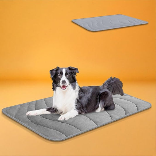 Cozyide Dog Crate Pad, Extra Large Reversible Dog Cooling Mat(Cool & Warm), Washable Soft Crate Mat for All Season, 40" L x 28" W, Dark Grey & Light Grey