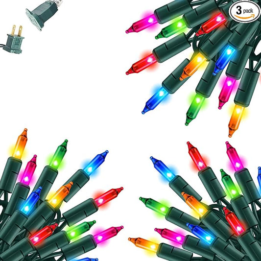 Dazzle Bright Christmas Lights, 60FT 300 Count Incandescent Waterproof Mini String Lights Plug in, Connectable Christmas Decorations for Outdoor Home Party Garden Yard, Multi-Colored