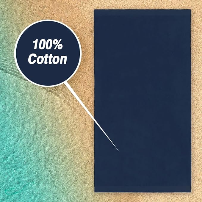 Kaufman - Personalized Velour Beach and Pool Towel 100% Cotton 30in X 60in Solid Color Bath Towel Embroidered (Cobalt)