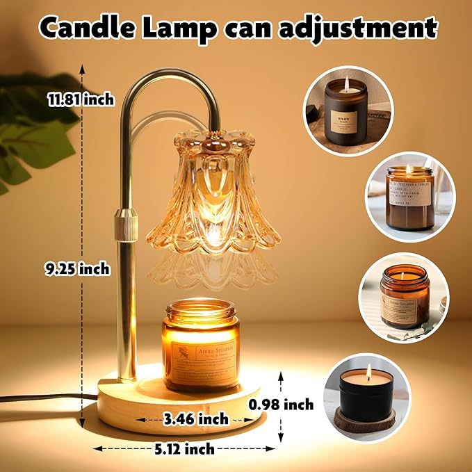 GEEZO Fragrance Candle Warmer Lamp，Electric Candle Warmer with Timer & Dimmer，Mom Christmas Birthday Gifts for Women, House Warming Gifts New Home Bedroom Decor