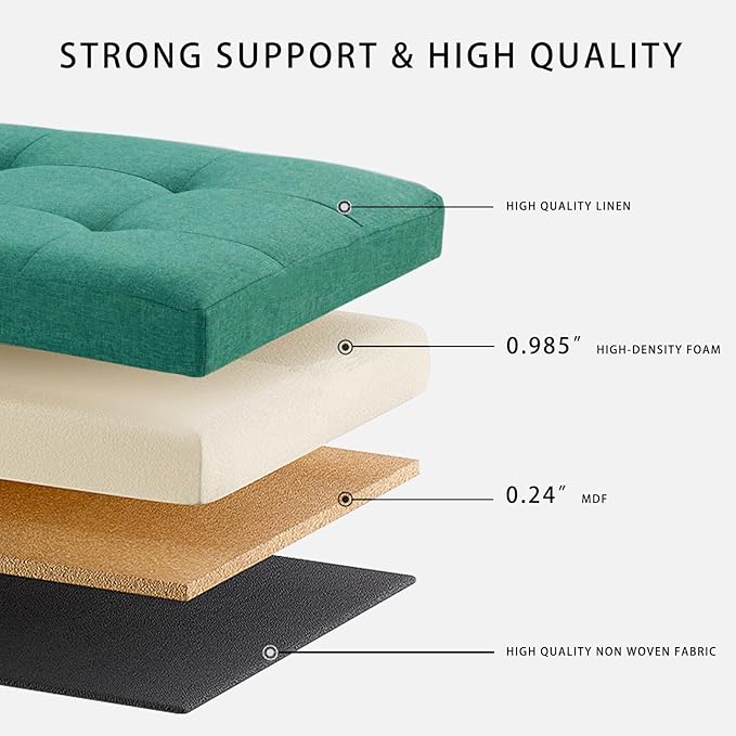 HAUSFRAU 31.5 Inches Ottoman with Storage, Folding Ottoman Bench Small Foot Rest Stool, Bedroom Bench with Flipping Lid, Linen Grey