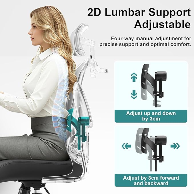 Ergonomic Office Chair High Back with Adjustable Lumbar Support, Mesh Computer Chair with Headrest and Flip-Up Arms for Executive, 90-120° Tilt Lock Swivel Rolling Task Chairs(Black)