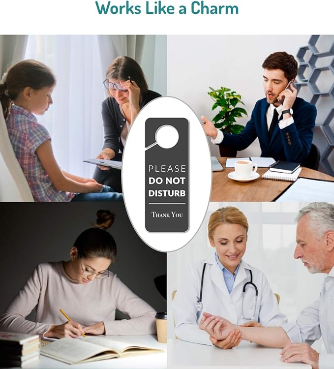 Do Not Disturb Door Hanger Sign, 2 Pack (Printed on Both Sides), 9.3″x3.5″ PVC Plastic, Please Do Not Disturb Sign for Home, Office, Hotel, Bathroom, Bedroom, Counseling, Therapists, Clinic, Regular