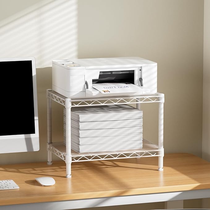 Small 2 Tier Shelves Storage Wire Shelving Unit Metal Shelf Adjustable Organizers Storage Shelving for Bathroom Laundry Room Kitchen Pantry12”D x 18”W x 12.2”H White