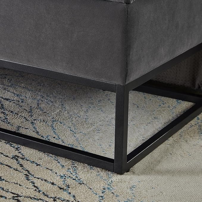 mikibama Velvet Storage Bench,58.6" Long Ottoman with Storage for Living Room,Tufted Storage Benches for Bedroom End of Bed,Entryway,Rectangle Window Seating Bench with Storage. (Velvet Grey)