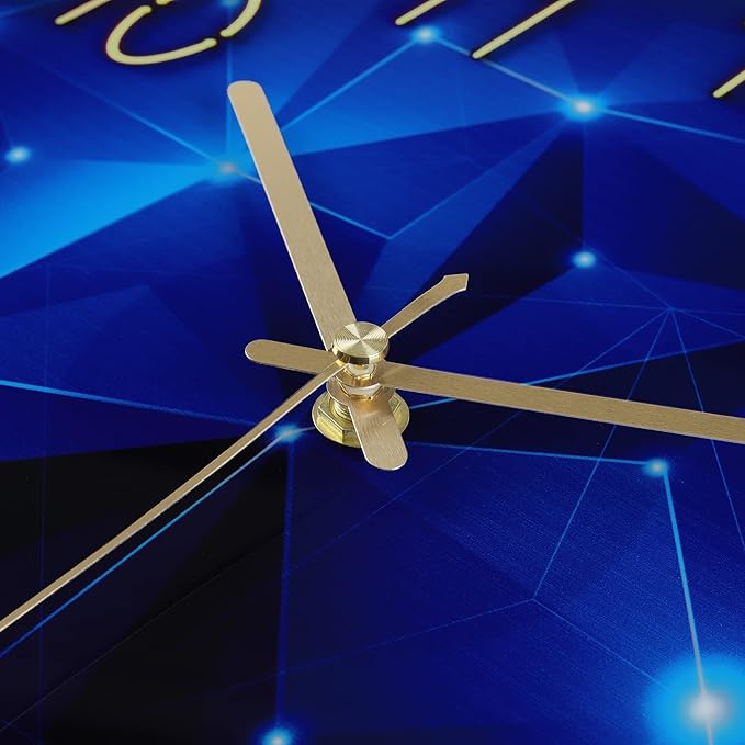 Lafocuse 12 Inch Silent Blue Wall Clocks Battery Operated for Bedroom, Blue Glass Wall Clock for Living Room Kitchen Decor