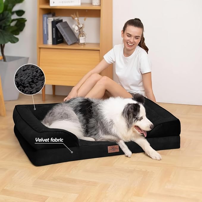 Comfort Expression Small Dog Beds Waterproof Orthopedic Foam Sofa Beds for Small Dogs Comfy Pet Bed with Washable Removable Cover & Non-Slip Bottom(XX-Small,Black)