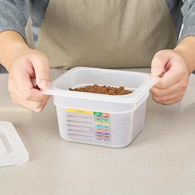 Restaurantware Food Storage Container 1 Pack of 6.8 x 4.2 x 3.9 Inches Plastic Stackable Storage Box White Reusable Label Container Dishwasher Safe For Restaurants And Kitchens