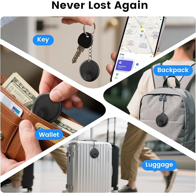 [2 Pack] Tracker Tags - 2 Pack for Android & iOS Find My Apps, Bluetooth Tracker Compatible with Both Google's Find Hub & Apple Find My App, Item Finder for Keys, Wallet, Luggage, Pets, Bicycle