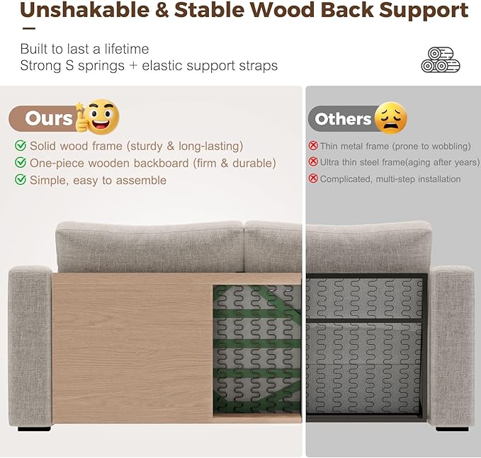 ABCASA 112" L Shaped Sectional Sofa with Detachable Sofa Cover, Reversible Sectional Modular Couch for Living Room, Linen Fabric Corner Couch with 7 Seats, Oatmeal