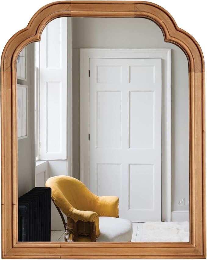 HOMECOOKIN Wood Frame Farmhouse Wall Mirror, 16" x 20" Wood Rustic Bathroom Mirror for Wall Decor Bedroom or Living Room Home Decor, Natural