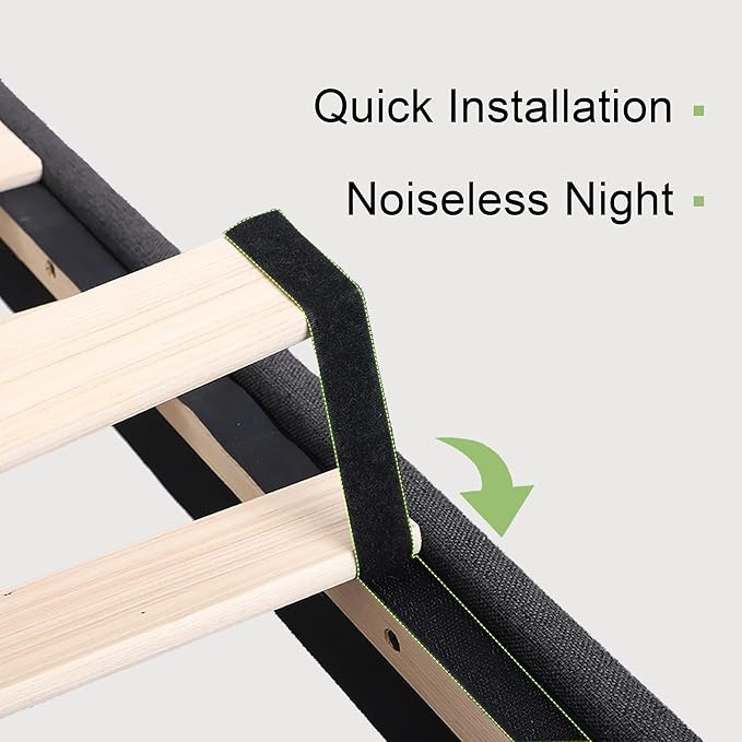 Feonase Queen Bed Frame with Charging Station, Linen Upholstered Platform Bedframe with Wingback Headboard, Solid Wood Slats Support, Noise Free, No Box Spring Needed, Charcoal Grey