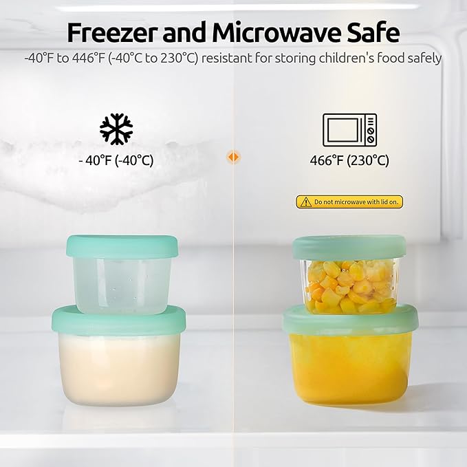 U-Taste 6oz Small Snack Containers: Food Grade Liquid-Silicone Ice cream Storage with Airtight Lid, Freezer Safe with Clear 200ml Measurements, Reusable for Prepping Fruit, Puree, Nuts (Aqua Sky)