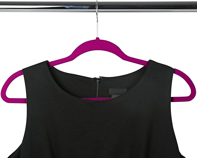 Simplify 10 Super Slim Velvet Huggable Hangers in Fuchsia