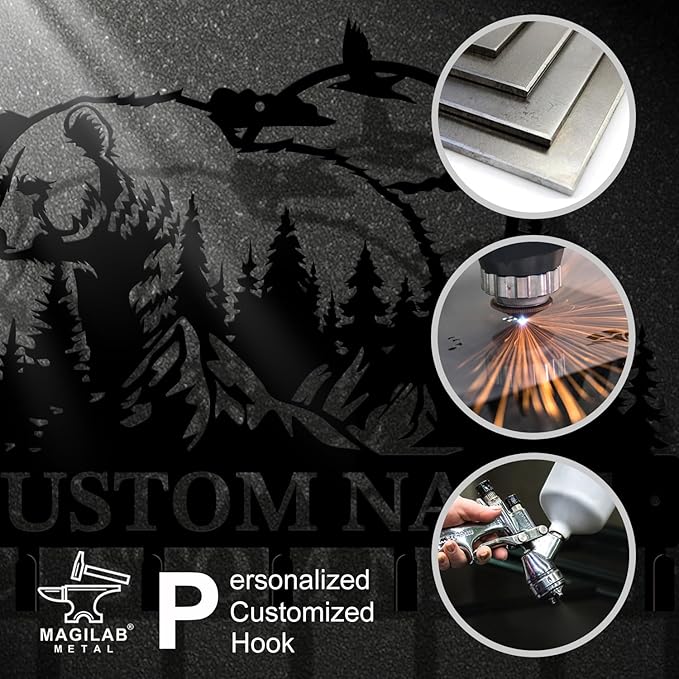 Personalized Custom Name Bear Key Wall Hooks,Metal Bear Keys Clothes Hooks,Metal Bear Wall Home Storage Decorative,For Front Door, Hallway, Kitchen, Bedroom,Keys,Hats (Style N)