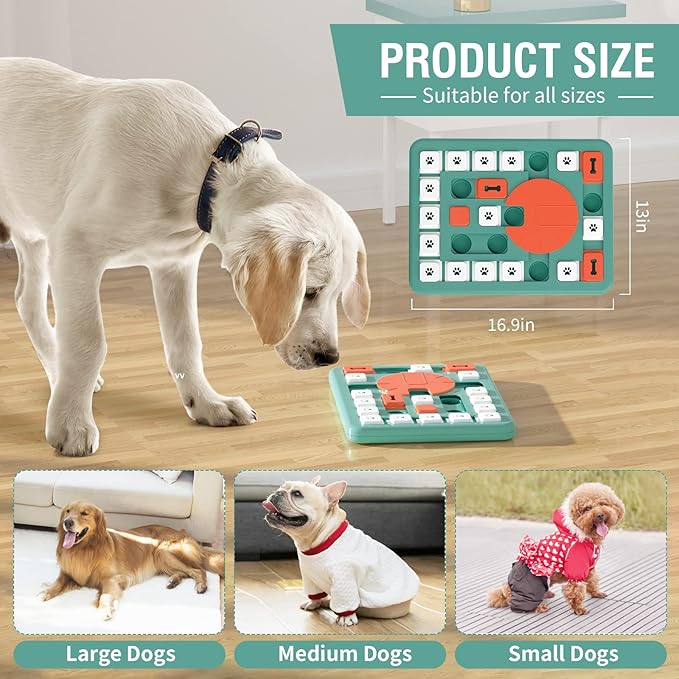 Dog Puzzle Toys,Interactive Treat Puzzle Dog Toy for IQ Training & Mental Stimulating,Treat Puzzle Dispensing with Squeaky Design for Large Medium Smart Dogs