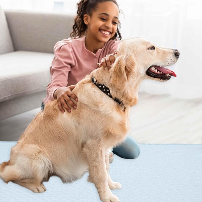 Dog Cooling Mat, Durable Machine Washable Pets Cool Pad, Large, Blue
