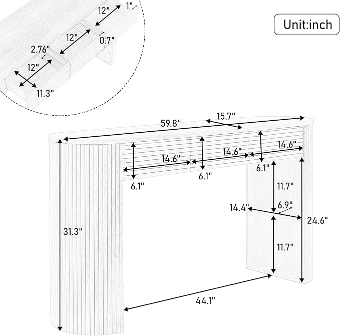 Merax Modern Retro Entryway Table, Rounded Console Table with3 Drawers and Open Hidden Storage for Living Room, Hallway and Office, Espresso