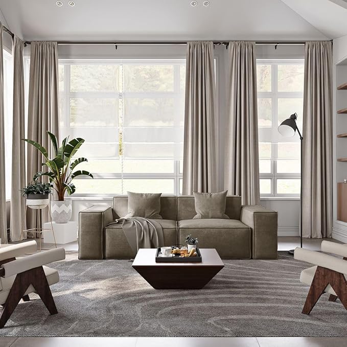 POVISON 83" Modular Sectional Sofa for Living Room Modern Large Sectional Couches Velvet Loveseat Oversized Deep Seat Sofa Set 2 Seater Big Comfy Cloud Couch for House Office