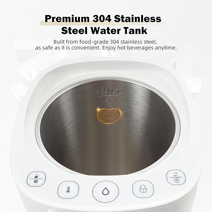 OCTAVO Water Boiler & Warmer 5 Liter, 304 Stainless Steel Water Tank, 700 Watt 6 Adjustable Water Temperature, LCD Touch Control Screen, Child Lock with Water Shortage Indicator