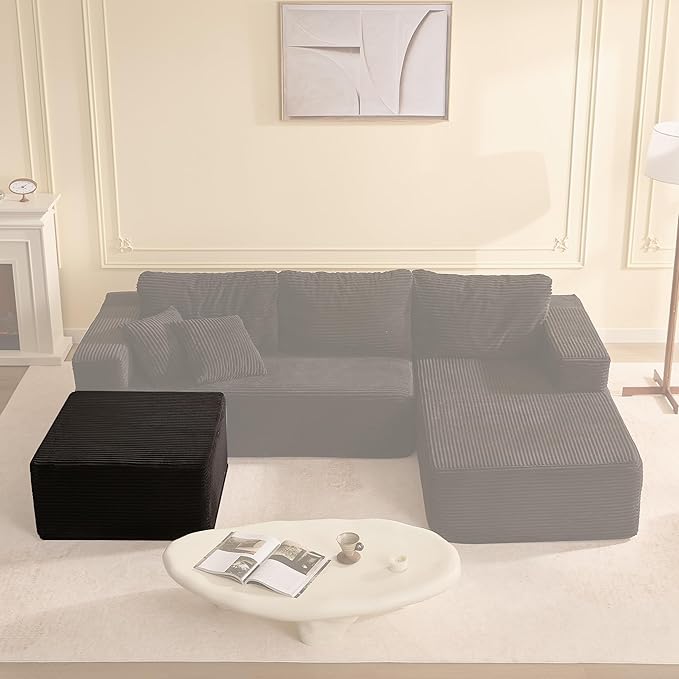 Cozy Square Ottoman, Comfortable Seating, No Assembly Required, Black