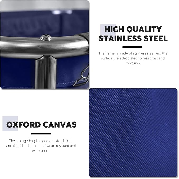 Commercial Laundry Cart with Wheels, 11.35 Bushel Large Laundry Tumbler with Removable Waterproof Canvas Lined Basket, Heavy Duty Stainless Steel Laundry Basket for Hotels and Hospitals