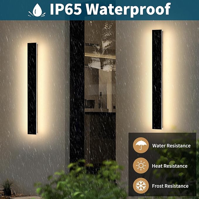 2 Pack 39.3inch Exterior Wall Light Fixture, Long Outdoor Modern Led Wall Lights, 3000K Warm White, 36W, IP65 Waterproof Linear Outside Porch Lighting for House, Garage, Fence, Garden