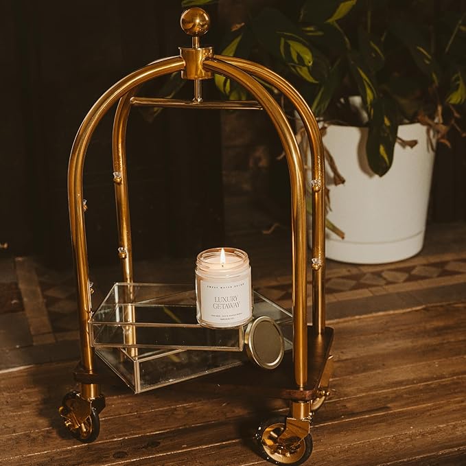 Sweet Water Decor Luxury Getaway Scented Candles - Soy Candles with Lemon, Cedarwood, Cinnamon, Vetiver, Amber & Musk Home Scent - Candle Wax with 40 Hours Burn Time - 9Oz Gold Lid Clear Jar Candles