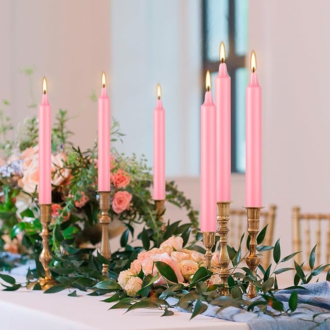 40 Pack Candles Mini Unscented Taper Candles for Valentine's Day,Christmas,Household, Wedding, Rituals, Prayer, Birthdays,Party and Home Décor Candlesticks - 4 Inch Tall(Pink)