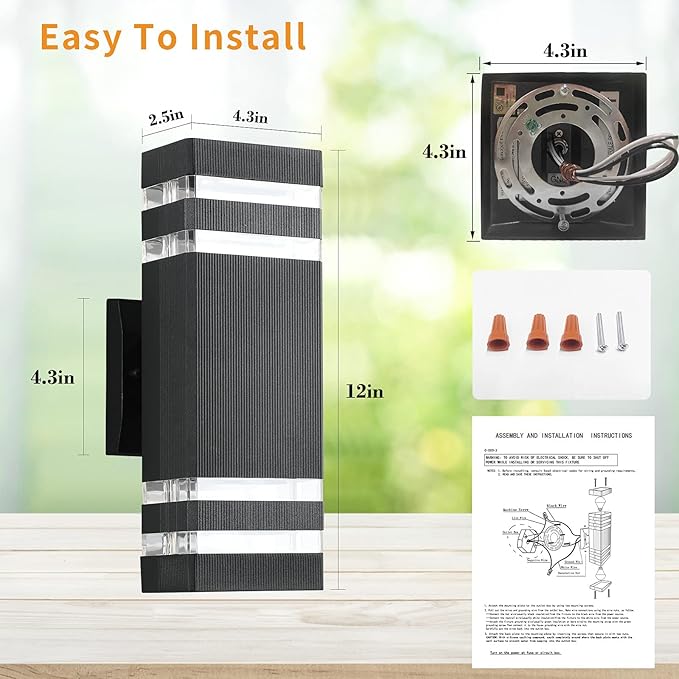 tewei LED Square Up and Down Lights Outdoor Wall Mount Light,14W IP65 3000K 1100LM Warm White, Modern Fixtures Aluminum Waterproof Exterior Lamps for Front Porch Patio Garage