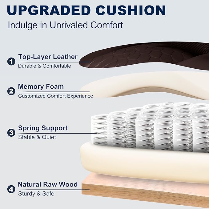 Misolant Big and Tall Office Chair with Footrest, High Back Executive Desk Chair with Adjustable Lift Armrest, 155°Recline，Lumbar Support Pillow, Faux Leather Gaming Chairs for Home or Office Brown