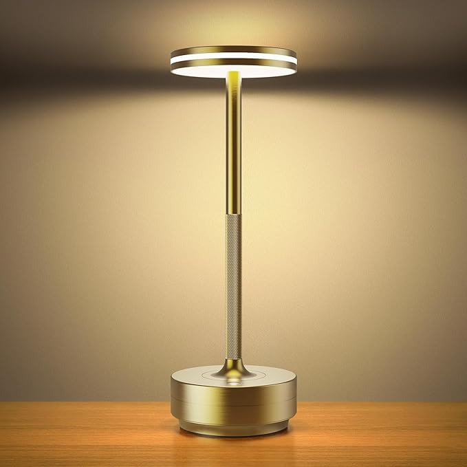 Hapfish Rechargeable Cordless Table Lamps, 5000mAh Battery Operated Lamp, 3 Color Modes, Dimmable, LED Table Lamps for Living Room,Outdoor, Dinner,Patio,Restaurant – Bronze