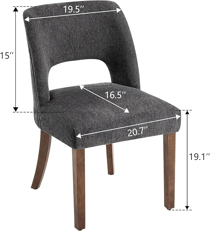 VKNOW Wooden Dining Chairs Set of 4, Modern Fabric Upholstered Dining Room Chair Kitchen Chairs, Farmhouse Dinner Chair for Kitchen Dining Room, Charcoal