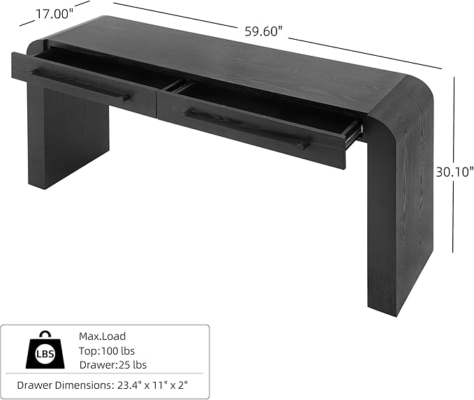 Christopher Knight Home Rulor Modern Console Table with Drawers, Wooden Narrow Console Table with Storage, Minimalist Narrow Entryway Table for Hallway, Behind The Couch, Living Room, Black