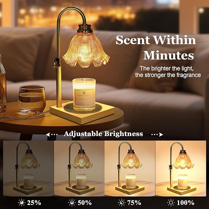 Candle Warmer Lamp with Timer Dimmable, Birthday Gifts for Women Mom, House Warming Gifts New Home Decor, Wax Melt Warmer for Jar Candles with 2 Bulbs