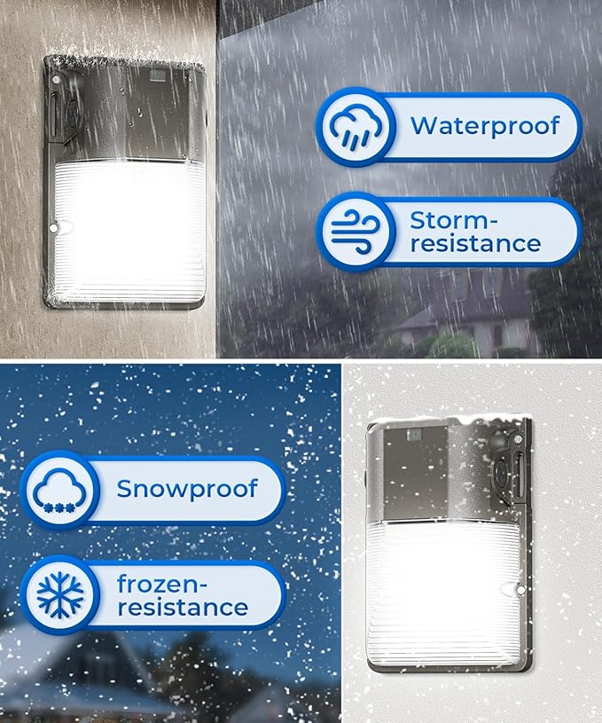 CINOTON 30W LED Wall Pack Light with Dusk to Dawn Sensor, 3600LM, 5000K Daylight [120Vac] Outdoor Wall Lights IP65 Waterproof LED Security Flood Lighting for Garage Warehouse Garden UL-Listed 4 Pack