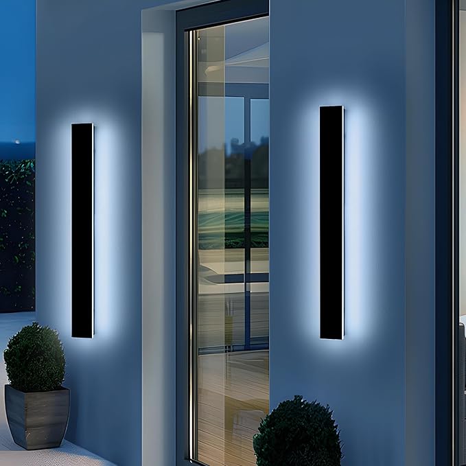 2 Pack 39.3inch Exterior Wall Light Fixture, Long Outdoor Modern Led Wall Lights, 6000K Cold White, 36W, IP65 Waterproof Linear Outside Porch Lighting for House, Garage, Fence, Garden