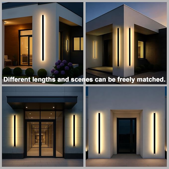 70.87 in Modern Outdoor Wall Lights, 3000K Linear Exterior Wall Light Wall Mount, IP65 Waterproof Long Wall Sconce Light for Front Door, Garage (Black)