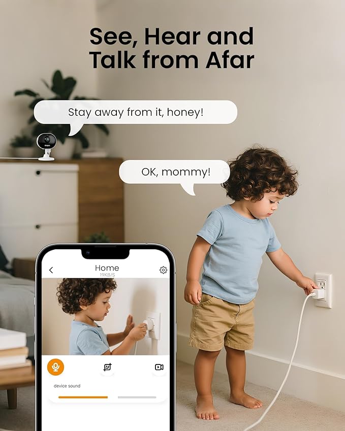 Anlapus C688 2MP Plug-in WiFi Indoor Camera for Home Security, Pet Camera with Phone App, Smart Motion/Person Detection, 2 Way Audio, Baby Monitor, Memory Card/Cloud Storage, Easy & Quick Install