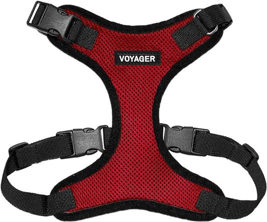 Voyager Step-in Pet Harness - All Weather Mesh, Adjustable Step in Harness for Cats and Dogs by Best Pet Supplies - Red/Black Trim, S