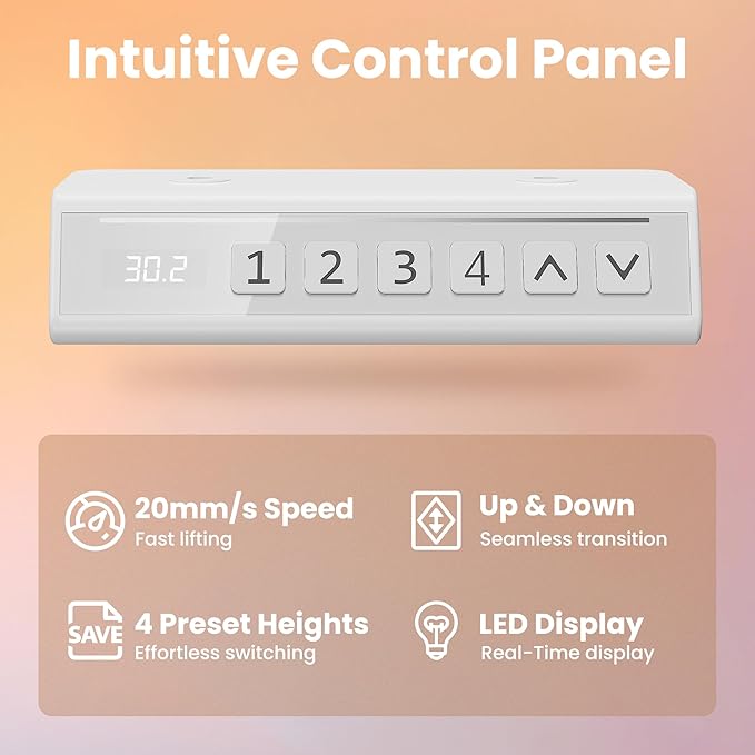 HUANUO Electric Standing Desk, 40 x 24 Inch Height Adjustable Computer Desk with Storage Bag, 4 Height Memory Settings, Sit Stand Up Desk for Home Office, Light Walnut