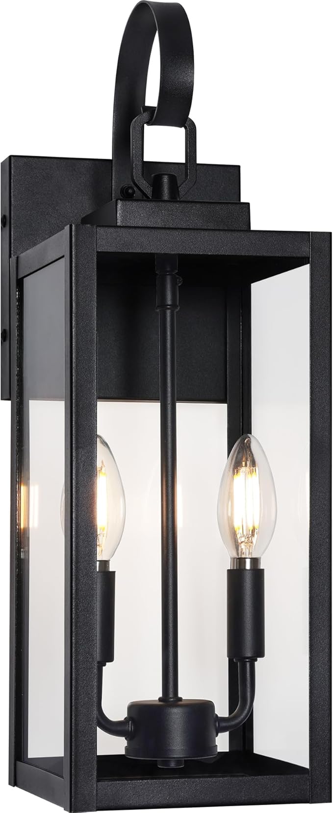 BesLowe 18" Outdoor Wall Light Fixture, 2-Light Large Exterior Lighting Fixture Wall Mount, Waterproof Porch Light Outdoor Wall Sconce Lantern, Outside Light for House Front Door Garage, Black