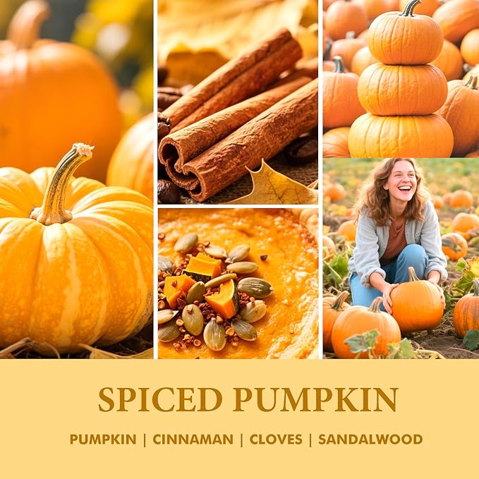 Pumpkin Scented Candle for Home, Luxury Glass Candles Soy Wax, Autumn Aromatherapy Candle Gift, Fall & Halloween Home Decor, 6.8 oz